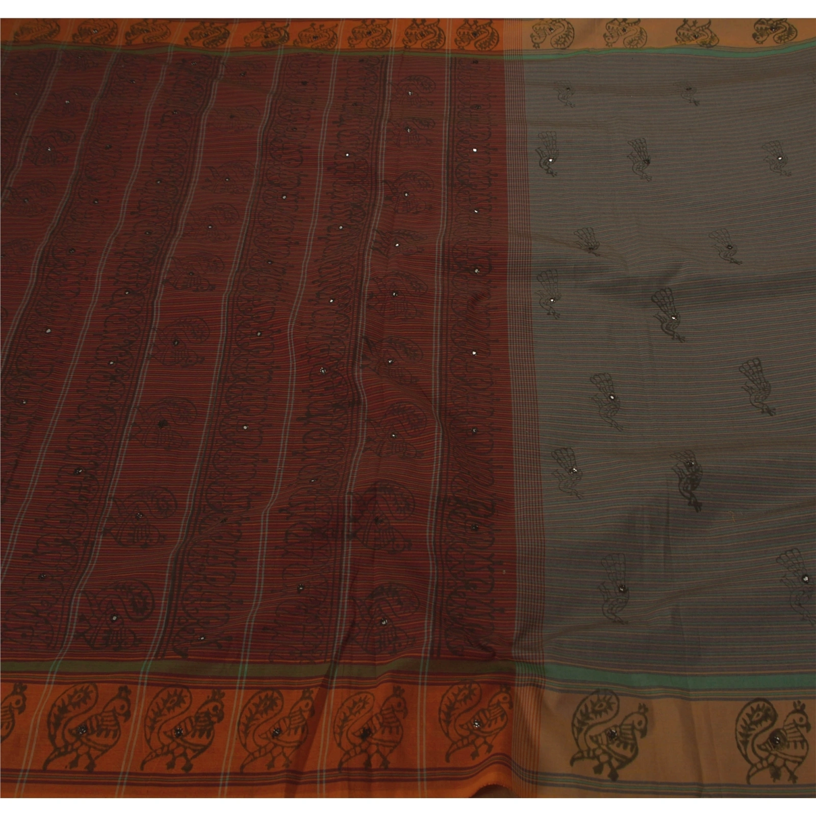 Sanskriti Vintage Indian Sarees Art Silk Printed Fabric 5 Yd Sari Craft Premium, PS-51175-Multicolor-Printed-Art Silk-1