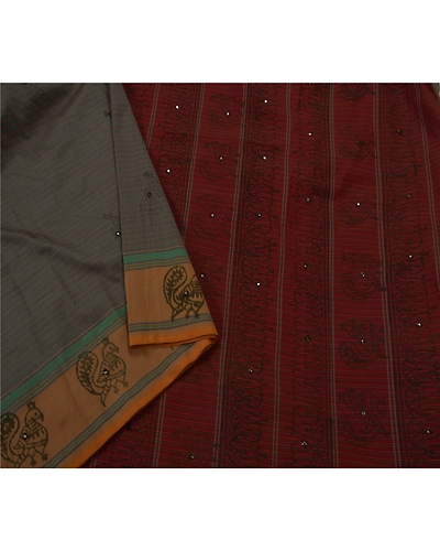 Sanskriti Vintage Indian Sarees Art Silk Printed Fabric 5 Yd Sari Craft Premium, PS-51175-Multicolor-Printed-Art Silk-3