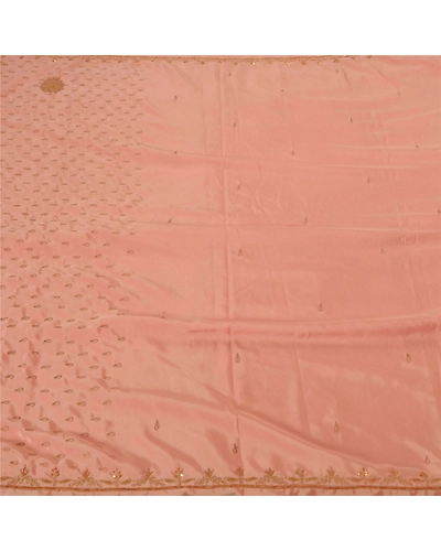Sanskriti Vintage Peach Sarees Art Silk Hand Beaded Fabric Premium Craft Sari, PS-51203-Peach-Zari/ Zardozi Work-Art Silk-1