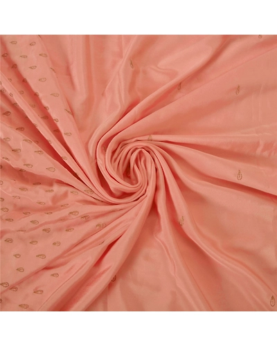 Sanskriti Vintage Peach Sarees Art Silk Hand Beaded Fabric Premium Craft Sari, PS-51203-Peach-Zari/ Zardozi Work-Art Silk-6