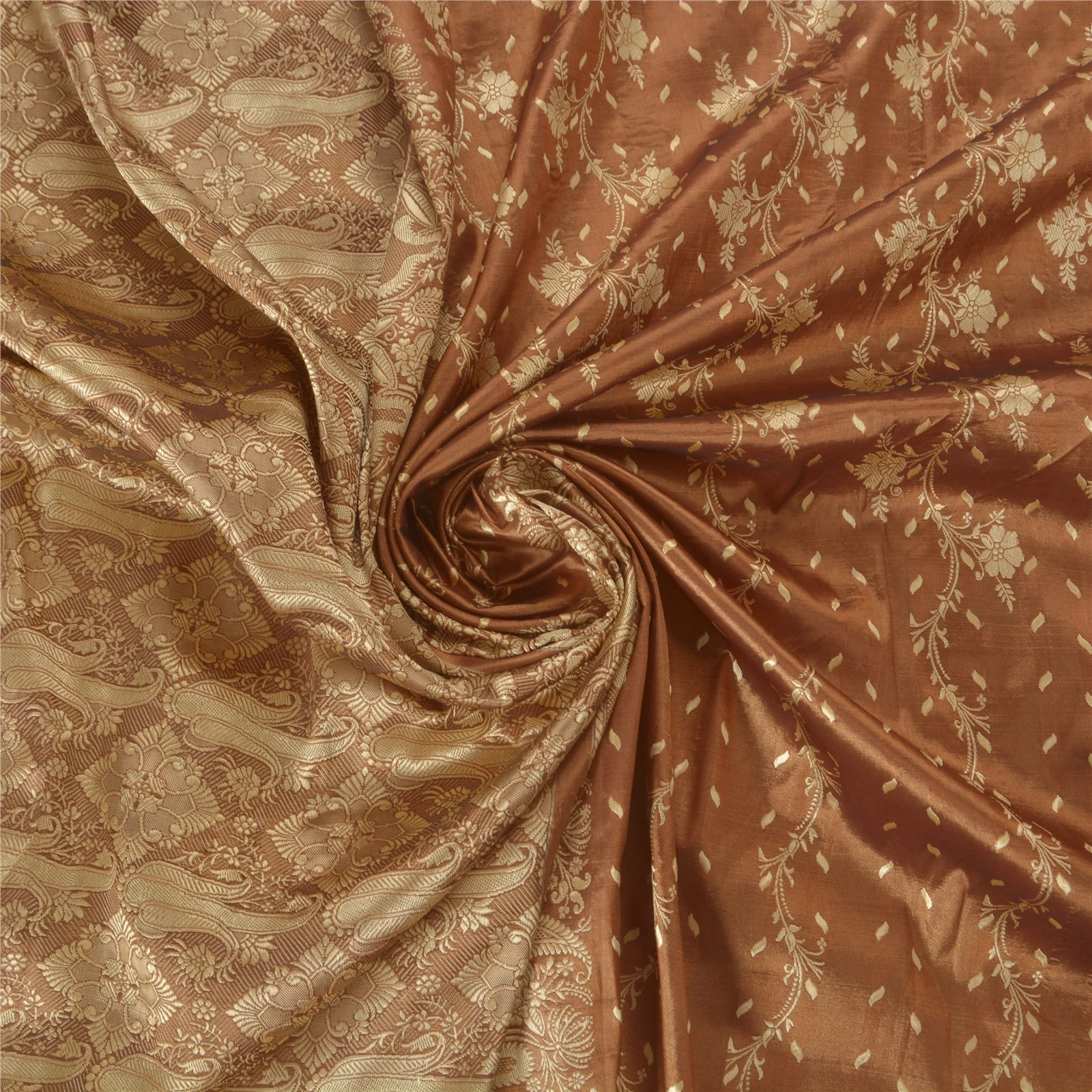 Sanskriti Vintage Brown Sarees Art Silk Woven Craft Fabric Premium 5 Yard Sari, PS-51303-Brown-Woven Work-Art Silk-6