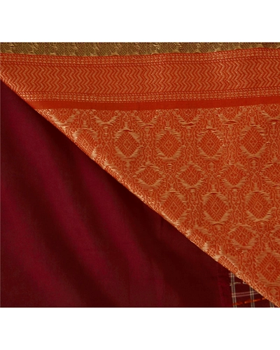 Sanskriti Vintage Dark Red Sarees Art Silk Woven Craft Fabric Premium 5 Yd Sari, PS-51333-Dark Red-Woven Work-Art Silk-4