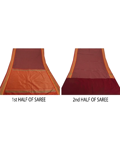 Sanskriti Vintage Dark Red Sarees Art Silk Woven Craft Fabric Premium 5 Yd Sari, PS-51333-Dark Red-Woven Work-Art Silk-5