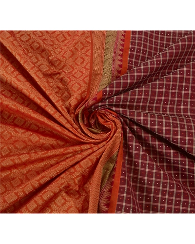 Sanskriti Vintage Dark Red Sarees Art Silk Woven Craft Fabric Premium 5 Yd Sari, PS-51333-Dark Red-Woven Work-Art Silk-6