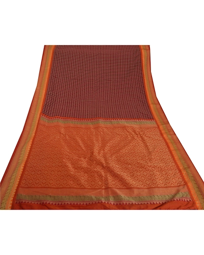 Sanskriti Vintage Dark Red Sarees Art Silk Woven Craft Fabric Premium 5 Yd Sari, PS-51333-Dark Red-Woven Work-Art Silk-7