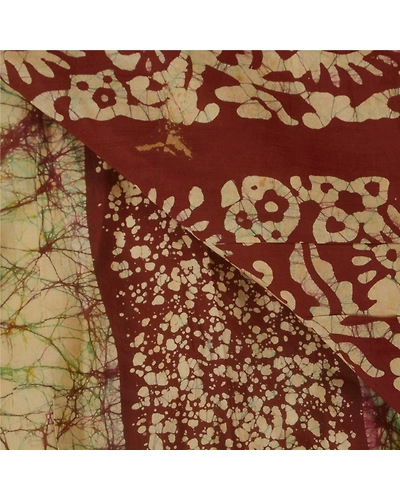 Sanskriti Vintage Cream Sarees Pure Cotton Batik Work Craft Fabric Premium Sari, PS-51360-Cream-Batik Work-100% Pure Cotton-4
