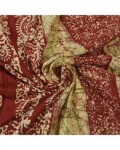 Sanskriti Vintage Cream Sarees Pure Cotton Batik Work Craft Fabric Premium Sari, PS-51360-Cream-Batik Work-100% Pure Cotton-6