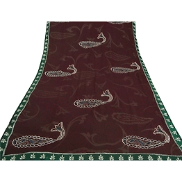 Sanskriti Vintage Black Sarees Pure Georgette Silk Hand Beaded Fabric 5 Yd Sari, PS-51301