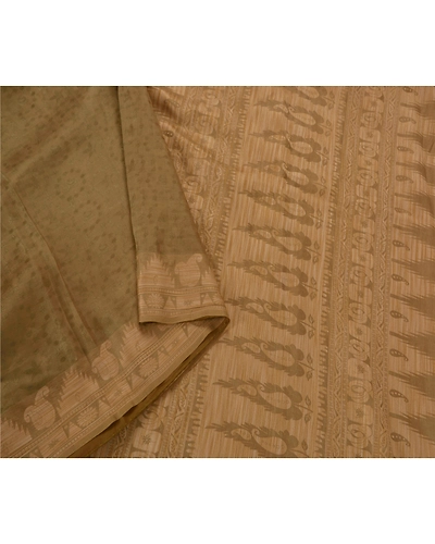 Sanskriti Vintage Green Sarees Pure Silk Woven Work Craft Fabric 5Yd Sari Floral, PS-51373-Green-Woven Work-Pure Silk-3