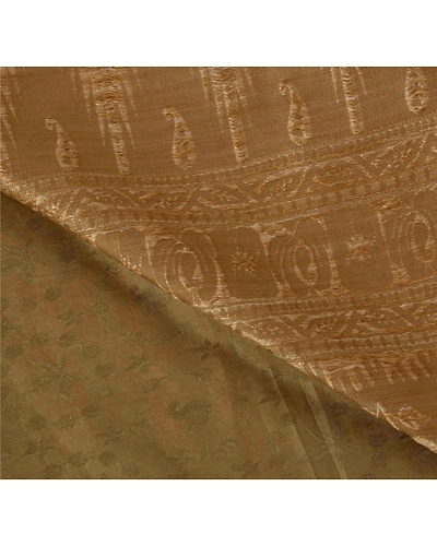 Sanskriti Vintage Green Sarees Pure Silk Woven Work Craft Fabric 5Yd Sari Floral, PS-51373-Green-Woven Work-Pure Silk-4