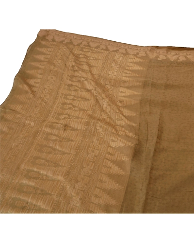 Sanskriti Vintage Green Sarees Pure Silk Woven Work Craft Fabric 5Yd Sari Floral, PS-51373-Green-Woven Work-Pure Silk-5
