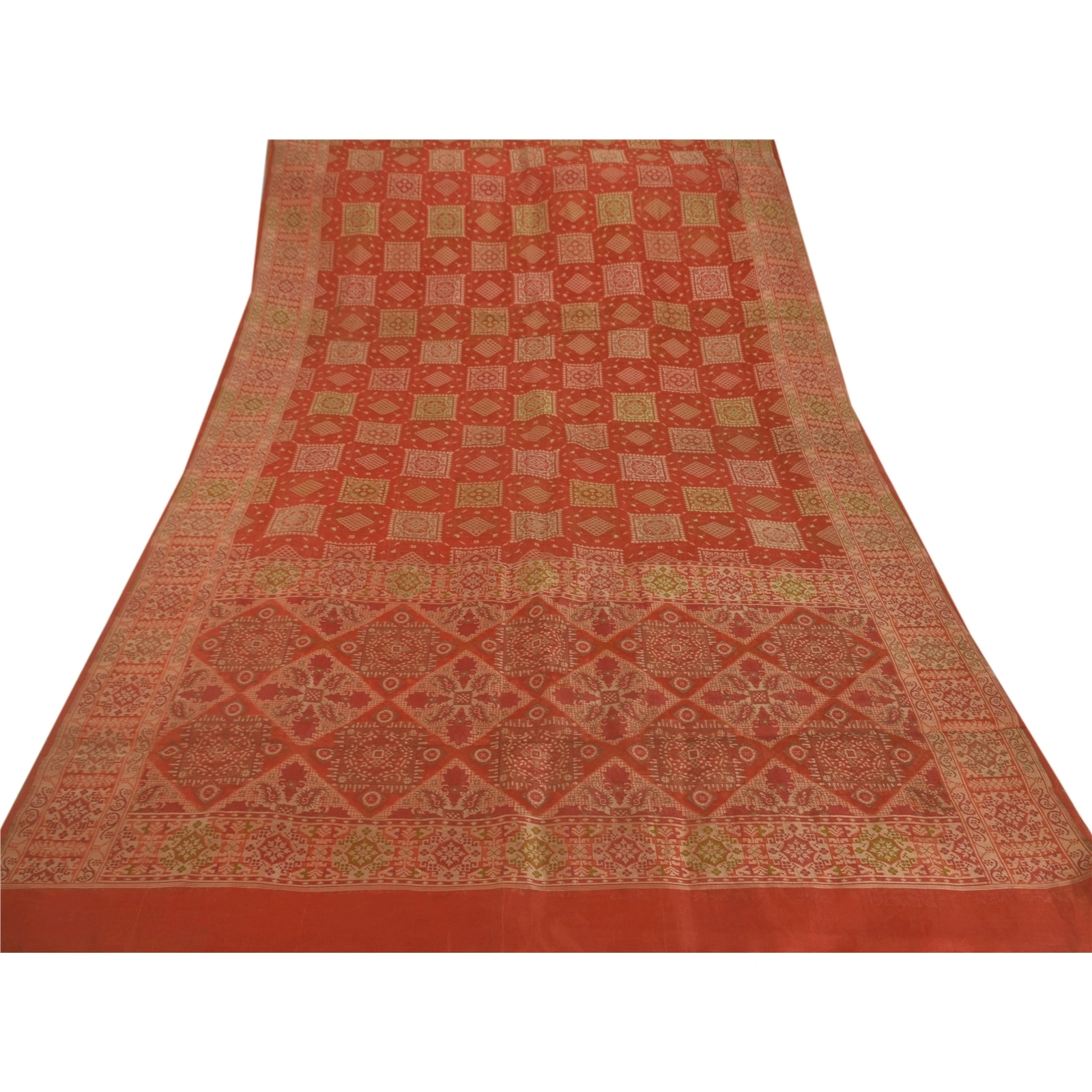 Sanskriti Vintage Orange Sarees 100% Pure Silk Woven Fabric Craft Premium Sari, PS-51466-Orange-Woven Work-100% Pure Silk-7