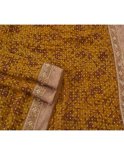 Sanskriti Vintage Green Sarees Pure Georgette Silk Hand Beaded Fabric Craft Sari, PS-51486-Green-Beads/Painted Work-100% Pure Georgette Silk-2