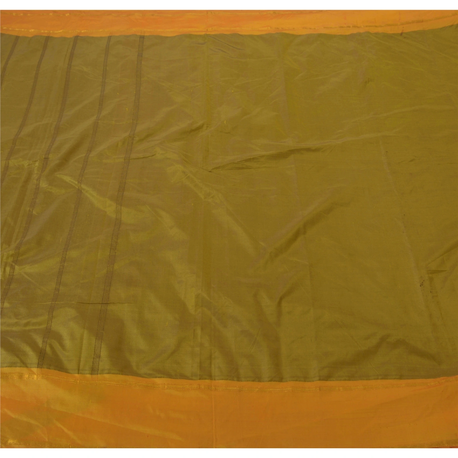 Sanskriti Vintage Green Indian Sari Art Silk Woven Craft Fabric 5 Yard Sarees, PS-51502-Green-Woven Work-Art Silk-1