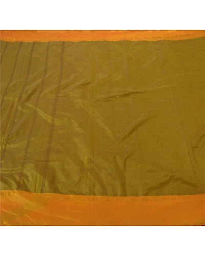 Sanskriti Vintage Green Indian Sari Art Silk Woven Craft Fabric 5 Yard Sarees, PS-51502-Green-Woven Work-Art Silk-1