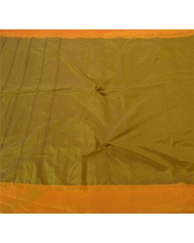 Sanskriti Vintage Green Indian Sari Art Silk Woven Craft Fabric 5 Yard Sarees, PS-51502-Green-Woven Work-Art Silk-2