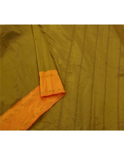 Sanskriti Vintage Green Indian Sari Art Silk Woven Craft Fabric 5 Yard Sarees, PS-51502-Green-Woven Work-Art Silk-4