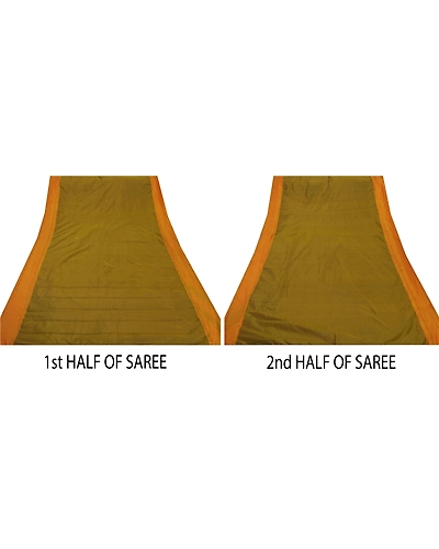 Sanskriti Vintage Green Indian Sari Art Silk Woven Craft Fabric 5 Yard Sarees, PS-51502-Green-Woven Work-Art Silk-6