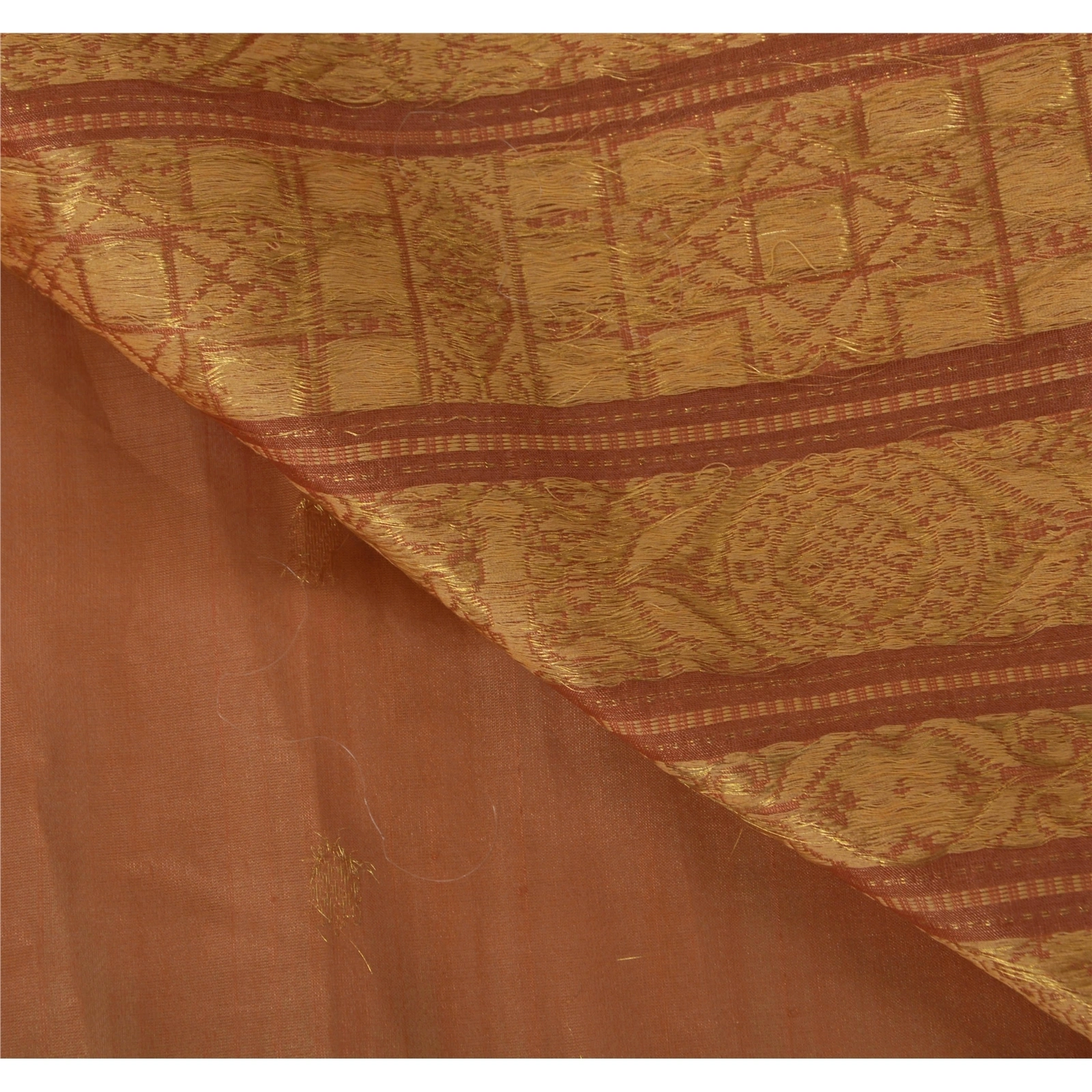 Sanskriti Vintage Orange Sarees Pure Silk Woven Work Craft Fabric Premium Sari, PS-51524-Orange-Woven Work-100% Pure Silk-4