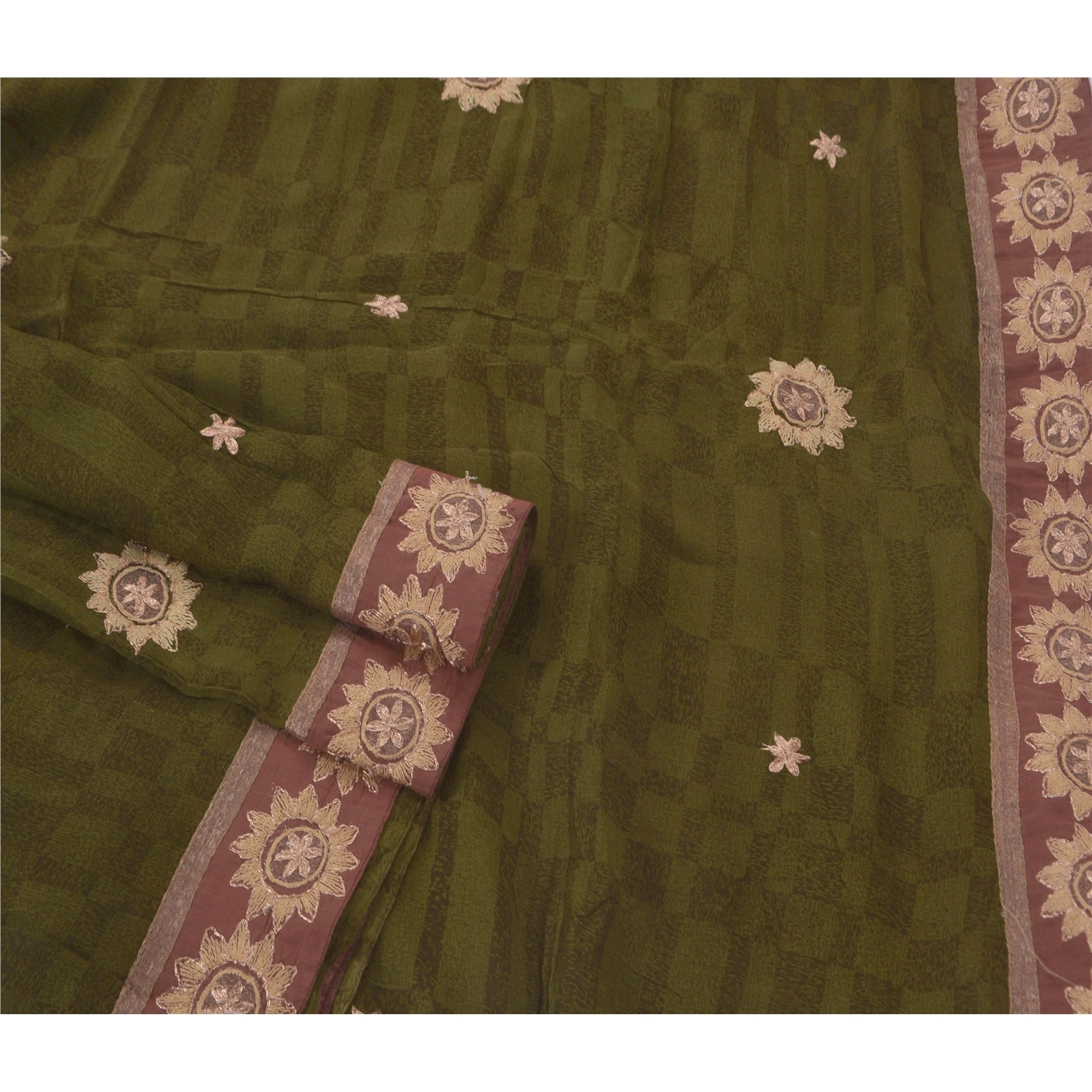 Sanskriti Vintage Green Sarees Blend Georgette Embroidered Fabric Premium Sari, PS-51541-Green-Zari/Thread Work-Blend Georgette-2