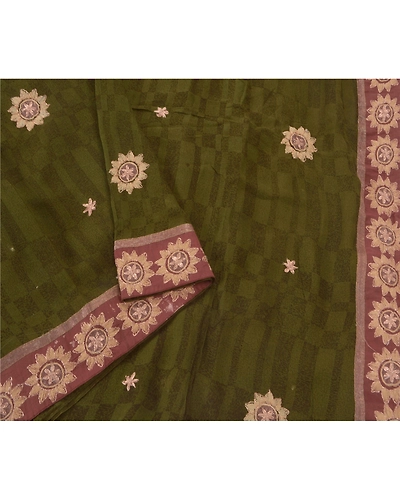 Sanskriti Vintage Green Sarees Blend Georgette Embroidered Fabric Premium Sari, PS-51541-Green-Zari/Thread Work-Blend Georgette-3