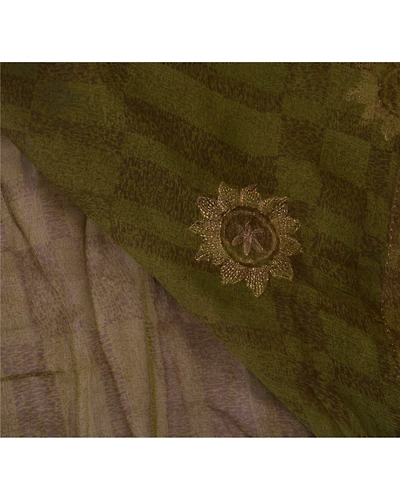 Sanskriti Vintage Green Sarees Blend Georgette Embroidered Fabric Premium Sari, PS-51541-Green-Zari/Thread Work-Blend Georgette-4