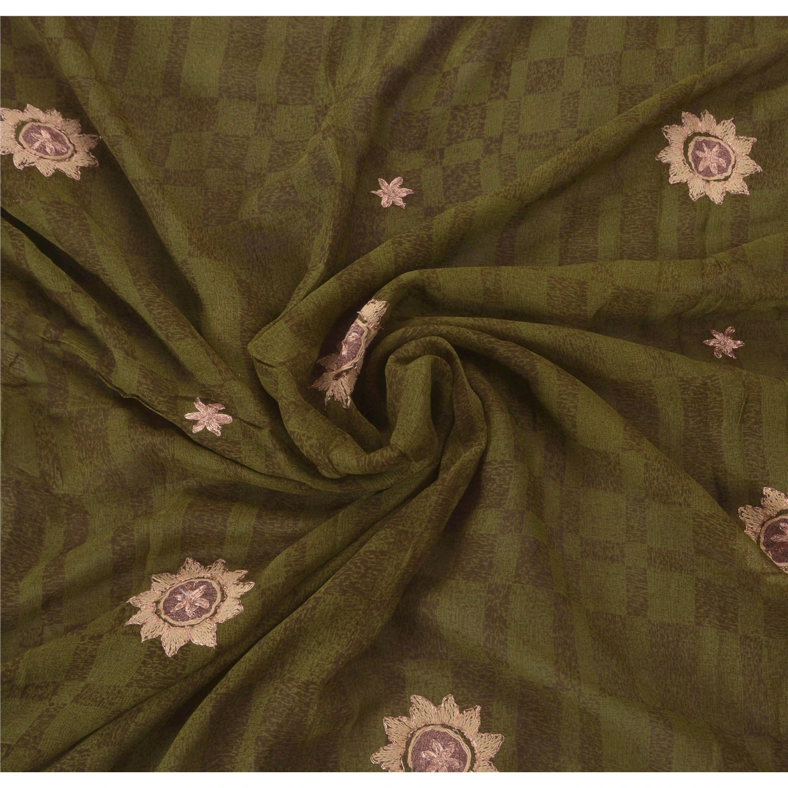 Sanskriti Vintage Green Sarees Blend Georgette Embroidered Fabric Premium Sari, PS-51541-Green-Zari/Thread Work-Blend Georgette-6