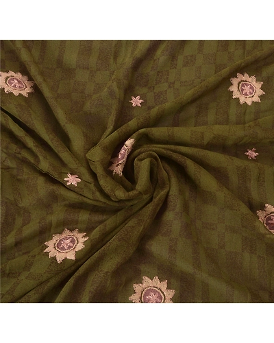 Sanskriti Vintage Green Sarees Blend Georgette Embroidered Fabric Premium Sari, PS-51541-Green-Zari/Thread Work-Blend Georgette-6