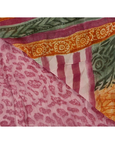Sanskriti Vintage Indian Sari Blend Georgette Hand Beaded Fabric 5 Yd Sarees, PS-51551-Multi-Thread Work-Blend Georgette-4