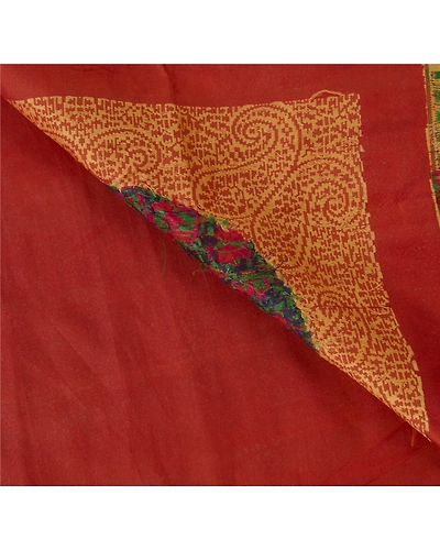 Sanskriti Vintage Orange Sarees Pure Silk Woven Floral Craft Fabric Premium Sari, PS-51559-Orange-Woven Work-100% Pure Silk-1