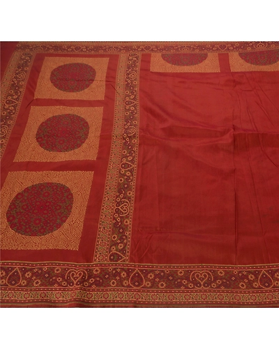 Sanskriti Vintage Orange Sarees Pure Silk Woven Floral Craft Fabric Premium Sari, PS-51559-Orange-Woven Work-100% Pure Silk-2