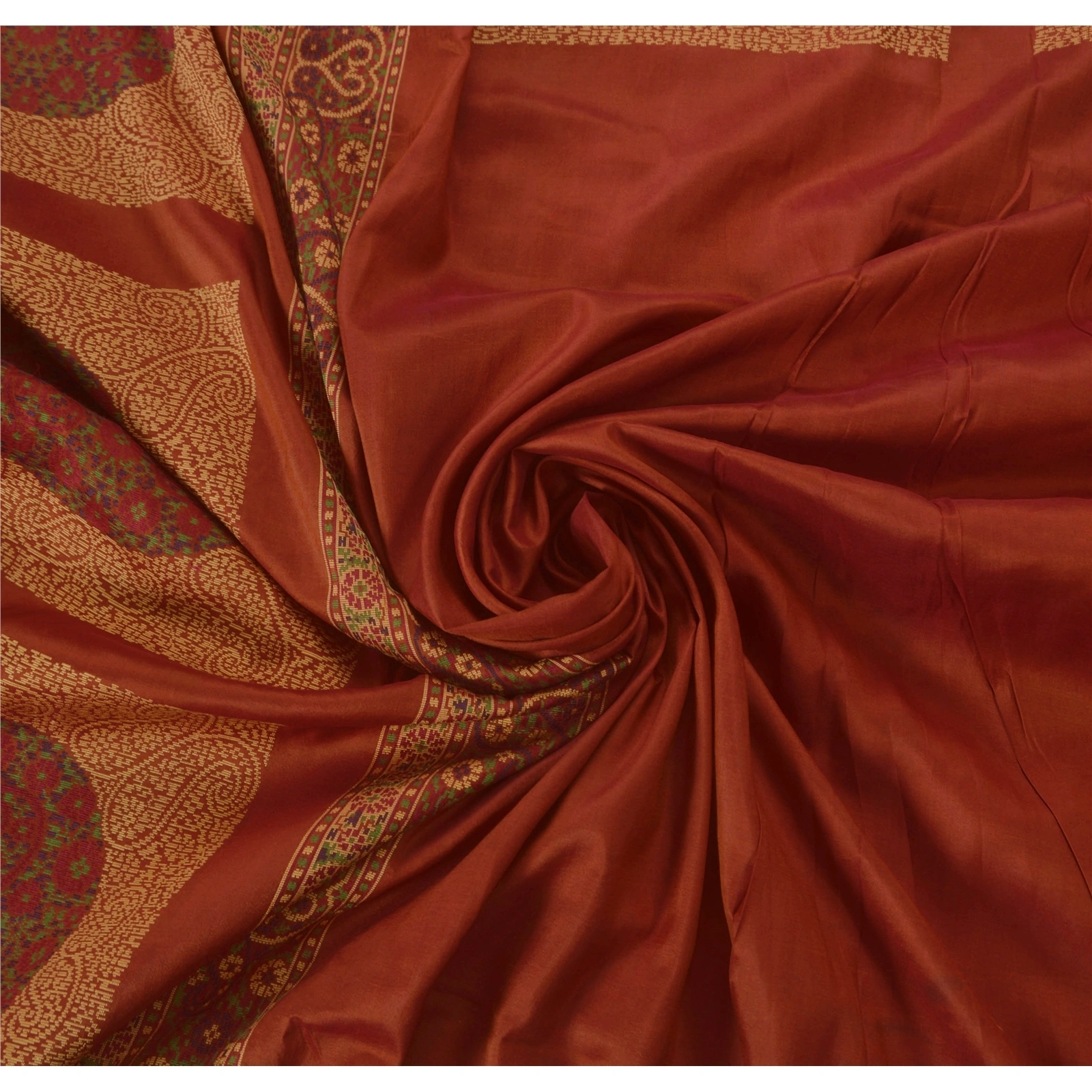 Sanskriti Vintage Orange Sarees Pure Silk Woven Floral Craft Fabric Premium Sari, PS-51559-Orange-Woven Work-100% Pure Silk-4