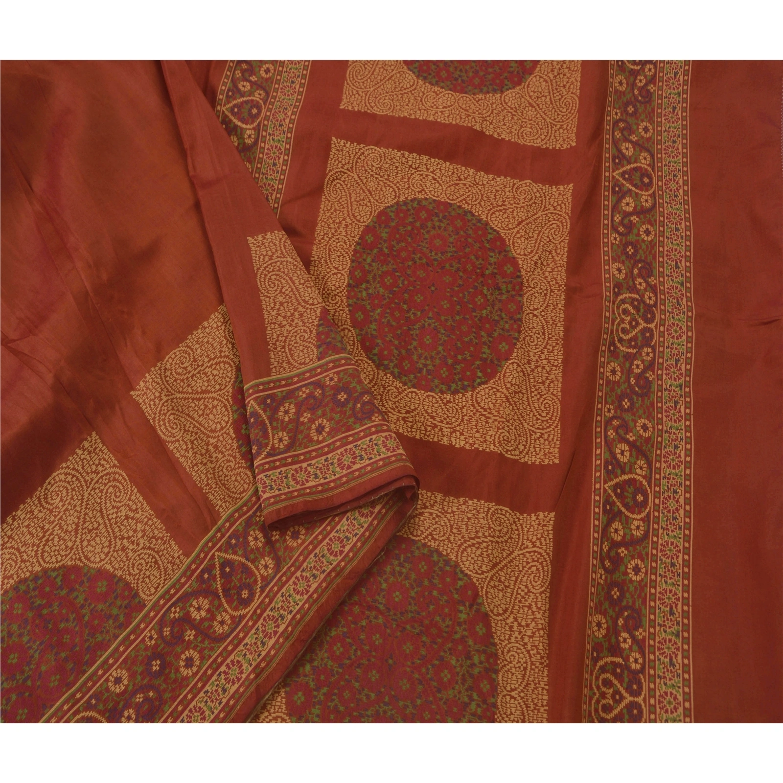 Sanskriti Vintage Orange Sarees Pure Silk Woven Floral Craft Fabric Premium Sari, PS-51559-Orange-Woven Work-100% Pure Silk-5