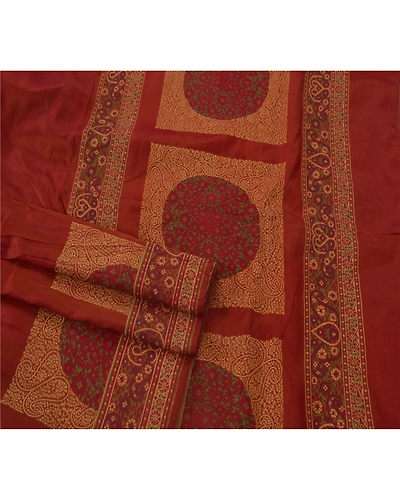 Sanskriti Vintage Orange Sarees Pure Silk Woven Floral Craft Fabric Premium Sari, PS-51559-Orange-Woven Work-100% Pure Silk-7