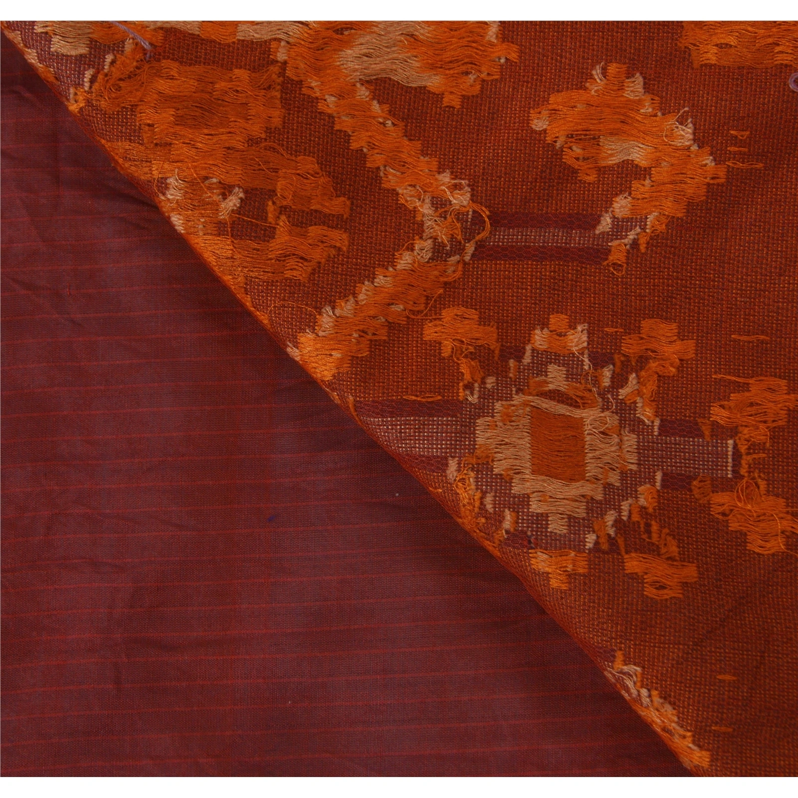 Sanskriti Vintage Dark Red Sarees Blend Cotton Woven Craft Fabric Premium Sari, PS-51567-Dark Red-Woven Work-Blend Cotton-3