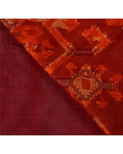 Sanskriti Vintage Dark Red Sarees Blend Cotton Woven Craft Fabric Premium Sari, PS-51567-Dark Red-Woven Work-Blend Cotton-3