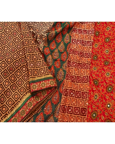 Sanskriti Vintage Cream Sarees Blend Silk Hand Beaded Fabric Cultural Sari, PS-51674-Cream-Thread Work-Blend Silk-3
