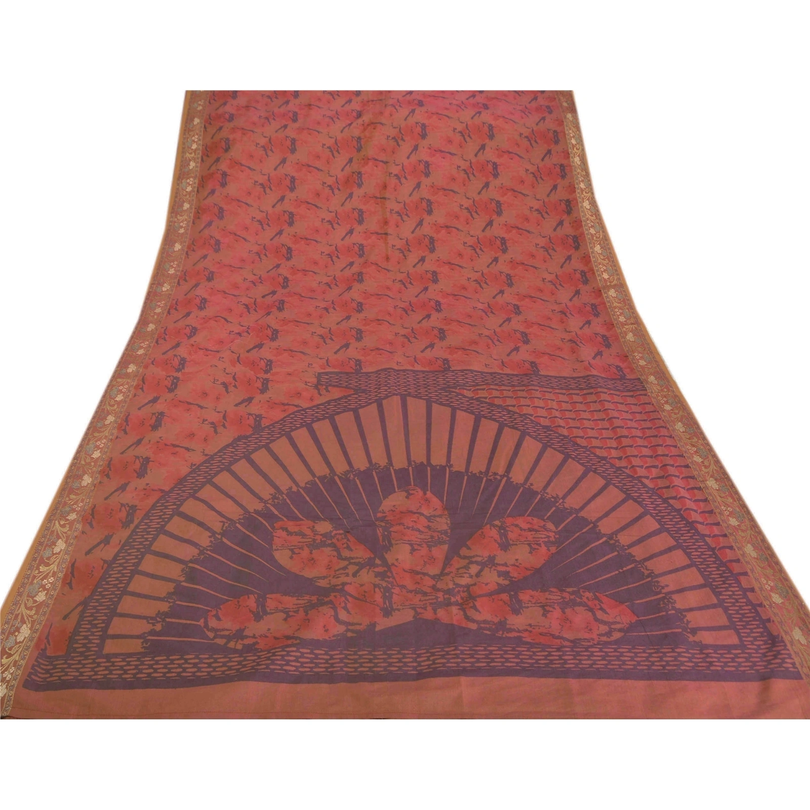 Sanskriti Vintage Pink Sarees Art Silk Woven Printed Craft Fabric Premium Sari, PS-51696-Pink-Woven/Printed Work-Art Silk-7