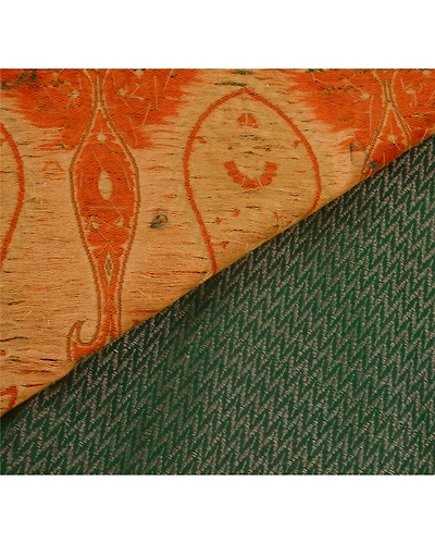 Sanskriti Vintage Green Sarees Blend Cotton Woven Hand Beaded Craft Fabric Sari, PS-51732-Green-Woven/Zardozi Work-Blend Cotton-4