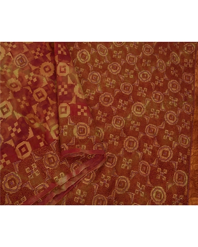 Sanskriti Vintage Red Sarees Pure Organza Silk Woven Craft Fabric Premium Sari, PS-51872-Red-Beads/Woven Work-100% Pure Organza Silk-3