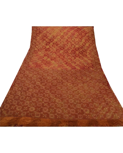 Sanskriti Vintage Red Sarees Pure Organza Silk Woven Craft Fabric Premium Sari, PS-51872-Red-Beads/Woven Work-100% Pure Organza Silk-7