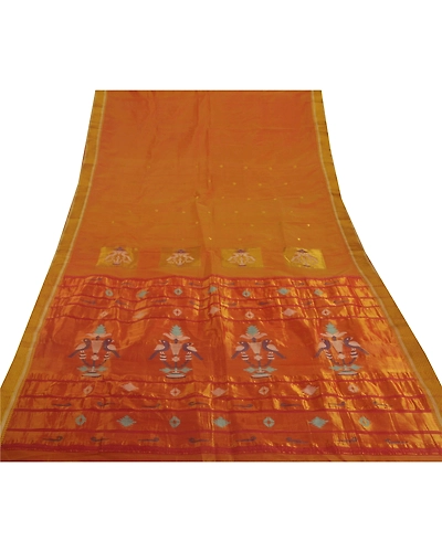 Sanskriti Vintage Brown Sarees Blend Silk Zari Woven Craft Fabric Premium Sari, PS-51916-Brown-Zari/Woven Work-Blend Silk-7