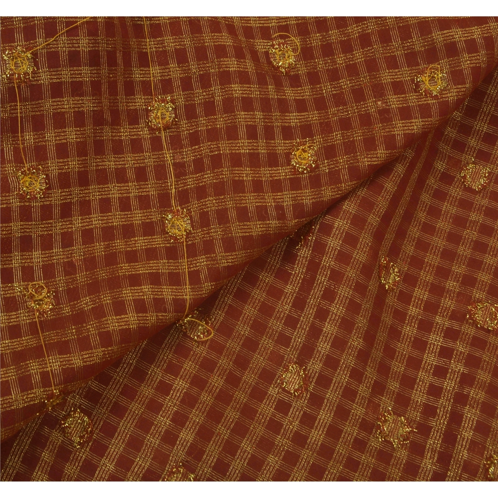 Sanskriti Vintage Red Sarees Art Silk Craft Fabric Hand Beaded Premium Zari Sari, PS-51995-Red-Zari/Zardozi/Dabka Work-Art Silk-3