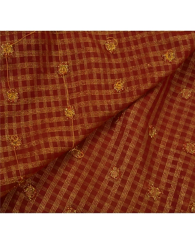 Sanskriti Vintage Red Sarees Art Silk Craft Fabric Hand Beaded Premium Zari Sari, PS-51995-Red-Zari/Zardozi/Dabka Work-Art Silk-3