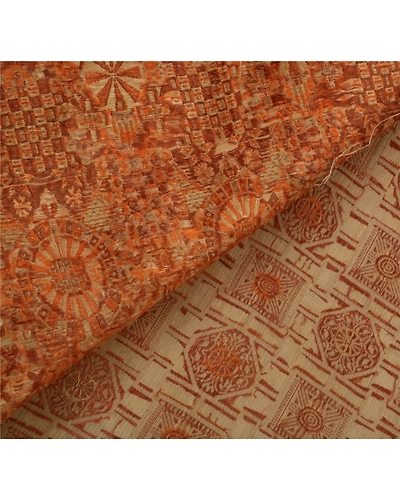 Sanskriti Vintage Cream Sarees Blend Silk Craft 5 Yard Fabric Woven Premium Sari, PS-52019-Cream-Woven Work-Blend Silk-3