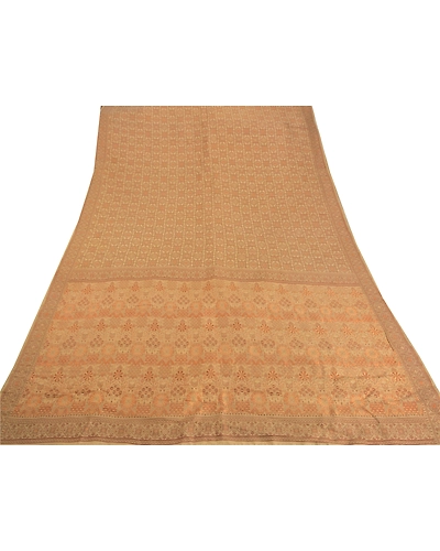 Sanskriti Vintage Cream Sarees Blend Silk Craft 5 Yard Fabric Woven Premium Sari, PS-52019-Cream-Woven Work-Blend Silk-7