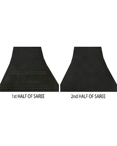 Sanskriti Vintage Black Sarees Art Silk Hand Beaded Craft Fabric Premium Sari, PS-52045-Black-Thread/Sequins Work-Art Silk-4