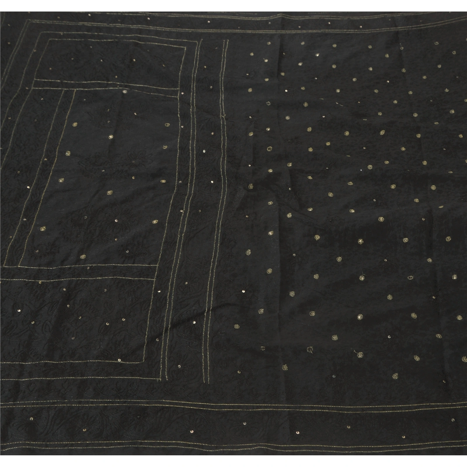 Sanskriti Vintage Black Sarees Art Silk Hand Beaded Craft Fabric Premium Sari, PS-52045-Black-Thread/Sequins Work-Art Silk-5