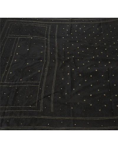 Sanskriti Vintage Black Sarees Art Silk Hand Beaded Craft Fabric Premium Sari, PS-52045-Black-Thread/Sequins Work-Art Silk-5