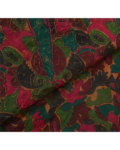 Sanskriti Vintage Peach Sarees Art Silk Hand Beaded Craft Fabric Premium Sari, PS-52124-Peach-Zari/Sequin Work-Art Silk-3